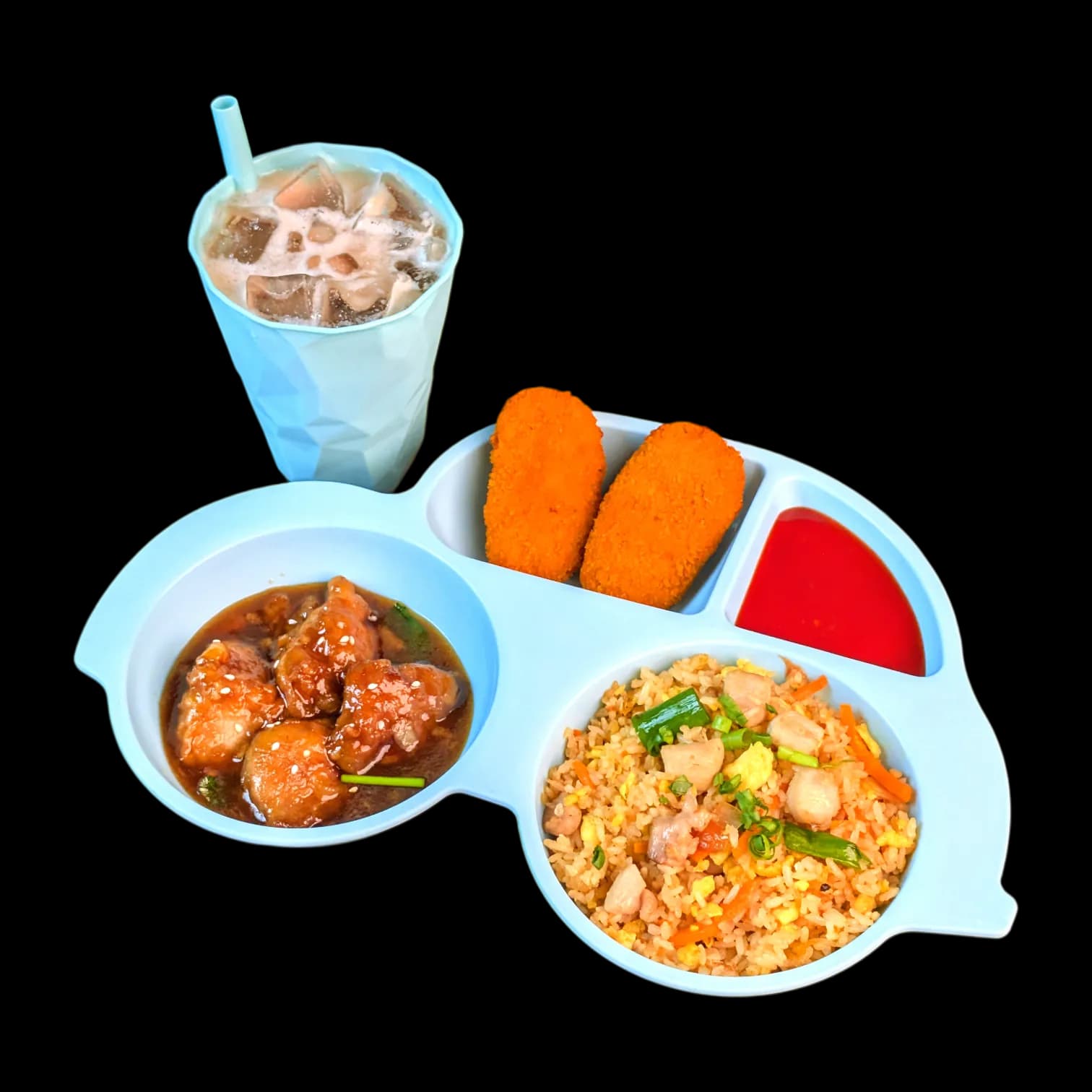 Chicken Fried Rice with Soy Glazed Honey Chicken